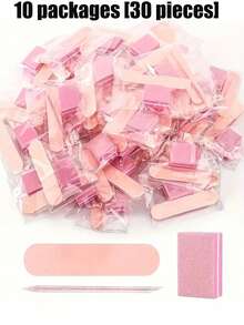 10-pack (30 st) rosa mini-nagelpoleringsblock, set med nagelfilar och träpinnar, professionellt manikyrset - Multifärgad - Visa 8