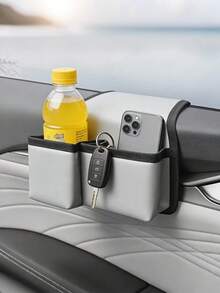 Universal Car Door Storage Bag, Multi-Function Trash Can And Organizer Bag, PU Leather Car Interior Accessory - A - View 6