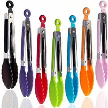 Bộ 3 kẹp nhà bếp, dài 20cm, làm bằng thép không gỉ, tay cầm bằng silicon và đầu bằng nylon, chống trượt, thích hợp cho vỉ nướng, nồi chiên không dầu, chảo chống dính, làm salad, dụng cụ phục vụ ăn uống và đồ dùng bàn ăn, quà tặng Giáng sinh và Halloween. - Nhiều màu - Xem 9