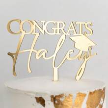 1pc "Congratulations" Acrylic Cake Topper, Graduation Cake Decor, Customizable Name, Graduation Cap Cake Decor, University Graduation Cake Decor, 2026 Cake, Birthday Party Cake Decor, Customizable, Personalized - F-graduation Name Cake Label - View 5