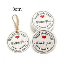 50pcs TAG+10M Hemp Rope 3cm White Handmade Hanging Tag Thank You - 3cm Round Pendant - View 11