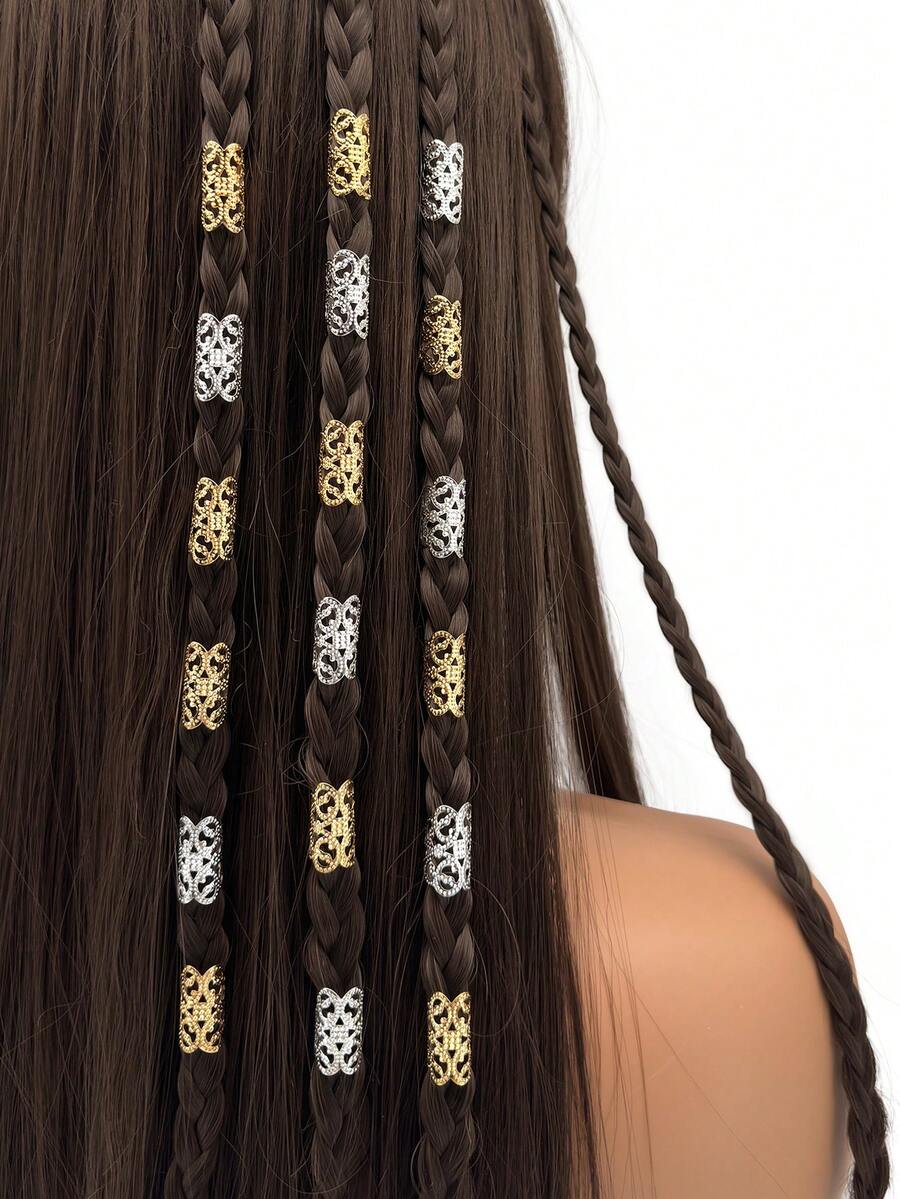 30 chiếc phụ kiện tóc bằng hợp kim vàng và bạc, kẹp tóc kiểu dreadlock, vòng cài tóc nhiều kiểu dáng, phụ kiện trang trí tóc cho phụ nữ và bé gái, phong cách Boho, kẹp càng cua. - Nhiều màu - Xem 1