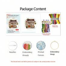 INS Style Embroidery DIY Kit, Multiple Themes Available Such As Clothing Workshop, Cafe, Farm, Etc. Includes Embroidery Hoop, 3D Embroidery Home Decor Accents - Multicolor - View 14