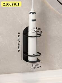 1 cái giá đựng bàn chải đánh răng treo tường không cần khoan, giá đựng đồ dùng phòng tắm treo tường, giá đựng kem đánh răng và bàn chải đánh răng, giá đựng bàn chải đánh răng điện. - màu đen - Xem 6