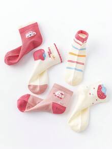 5 Pairs Summer Mesh Kids Socks, Pink Girls Socks, Baby Mid-Calf Socks - Multicolor - View 3