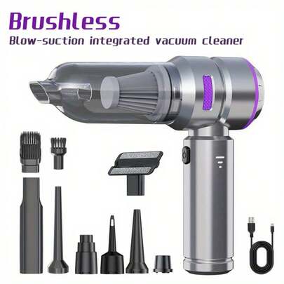 四合一便携式手持吸尘器，16KPa强劲吸力，LED电源指示灯，三档吸力可调，无刷电机，USB接口，适用于家庭和车载使用