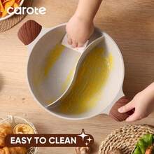 CAROTE Olla Caliente con Divisor de Doble Sabor Dividida con Tapa de Vidrio Olla Antiadherente de Doble Lado Ollas Shabu Shabu Utensilios de Cocina para Estufa de Inducción y Gas 4.5 Cuartos - Ver 5
