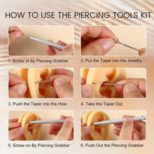 14G 16G 18G 20G Stainless Steel Flat Bottom Earring Piercing Tool, Threadless Insertion Needle, Suitable For Piercing Ears, Nose, Lips And Other Parts - Silver - View 8