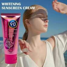 SPF 90+ High Protection Sunscreen - Effectively Brightens Skin, Refreshing Sun Protection, Waterproof Long-Lasting UVA/UVB Protection, Suitable For Face And Body, 60ml - Rose Red - View 10