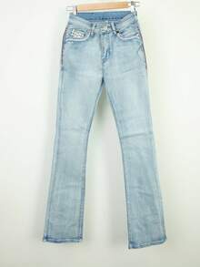 Flattering Flared Denim Pants With Decorative Pockets For A Unique Look. - Light Blue LMKF031guion1 - View 10