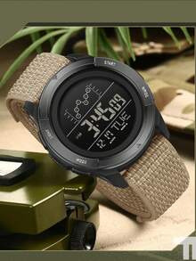 SANDA Digital Watch, Men's Nylon Strap, Digital Display, Multi-Function Alarm, Student Watch, Waterproof, Military Sport, LED Watch - one-size - View 10