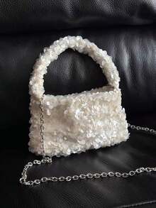 Niche Luxury Style, Exquisite Sequins, Unique Design, Perfect For Spring/Summer, Everyday Commuting, Dates, Elegant And Simple Women's Shoulder Bag. - White - View 5