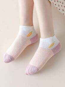 5 Pairs Cartoon Animal Print Mesh Kids Crew Socks - Multicolor - View 2