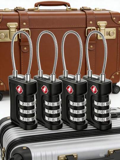 4 Packs TSA Approved Luggage Lock, 3-Digit Combination Padlock, High-Quality Zinc Alloy Material, Suitable For Travel Bags, Backpacks, Lockers, Suitable For Travel Bags, Backpacks, Lockers, Etc.