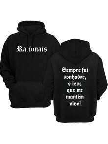 Blusa de Frio Moletom Masculino Adulto e Infantil Racionais Flanelado Alta Qualiade Agasalho - Preto 1 - Visão 1