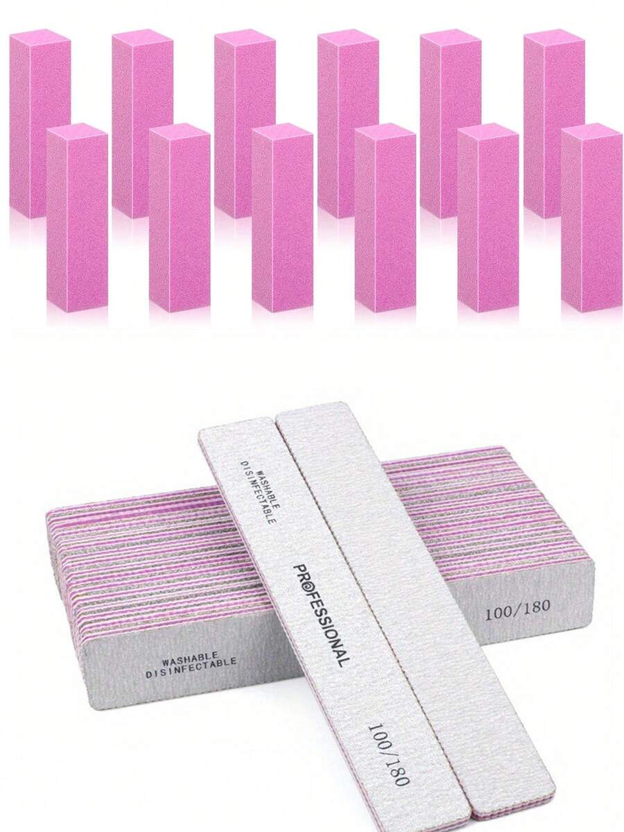 20Pcs Nail Files And Buffers Set With Buffer Block 120 Grit And Nail File 100/180 Grit Professional Manicure Tools Kit - Multicolor - View 1