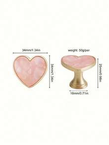 1/2pcs Heart-Shaped Cabinet Door Drawer Wardrobe Handles, Suitable For Children's Bedroom Wardrobe Drawer Decoration - Multicolor - View 7