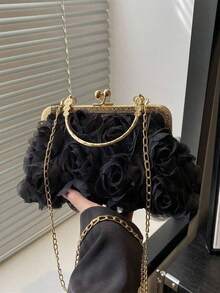 1件 2026春夏白色浪漫婚礼季白色珍珠花卉手拿包，优雅女士奢华正式晚宴包，新娘婚礼派对手提包，花卉设计贝壳手拿包，春季送给女友、妻子、伴娘的礼物 - 花卉 - 查看 7