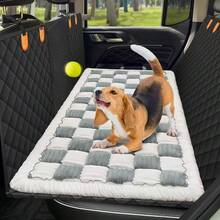 Thảm lót ghế sau cho thú cưng 24"X54", Giường cho chó họa tiết caro dành cho ô tô, xe tải, tấm phủ ghế cao cấp cho chó, đệm chống trượt cho thú cưng khi đi du lịch, phù hợp với tấm mở rộng ghế sau và xe tải, SUV (Đen & Trắng) - Nhiều kiểu dáng - Xem 13