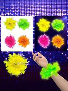 7pcs Glow Party Star Bracelets, Luminous Bracelets, Blacklight Reactive Glow Party Favors, Suitable For Singles Party, Wedding, Music Festival, Birthday, Party Supplies - Glow-in-the-dark Bracelet - View 7