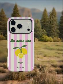 1 pieza Funda de teléfono para iPhone 17 Pro Max con diseño de rayas verticales rosa y blanco con patrón de limón, compatible con iPhone 16 Pro Max, 15 Pro Max, 14 Pro Max, funda de teléfono coreana elegante e interesante, se adapta a 11/12/13/14/15/16 Pro Max Plus, diseño elegante adecuado tanto para hombres como para mujeres, regalo ideal para la novia en Navidad, San Valentín, Pascua, temporada de bodas y cumpleaños - Multicolor - Ver 7