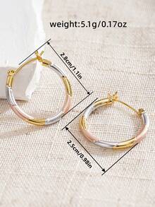 1 Pair Elegant Hoop Earrings, Suitable For Daily Decoration, Party Jewelry Or Birthday Gift For Teenagers - 1# - View 7