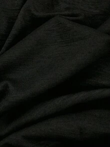 女款大尺碼連帽落肩短袖上衣與短褲家居套裝，中等彈性舒適夏季居家服，黑色優雅 - 黑色 - 查看 7