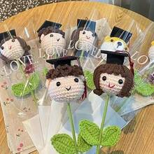 手工钩织毕业帽，手工钩织纱线博士花，人造花博士帽，毕业派对装饰，手工毕业礼物（送给老师、朋友），家居桌面装饰，卧室装饰，花瓶插花，毕业或生日礼物 - 彩色 - 查看 9
