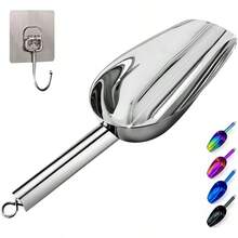 3oz Stainless Steel Scoop Freezer Kitchen Scooper Maker, Metal Scoop Kitchen Gadgets Cookie Flour Pet Dog Food Scoop - Silver + 3 OZ - View 1