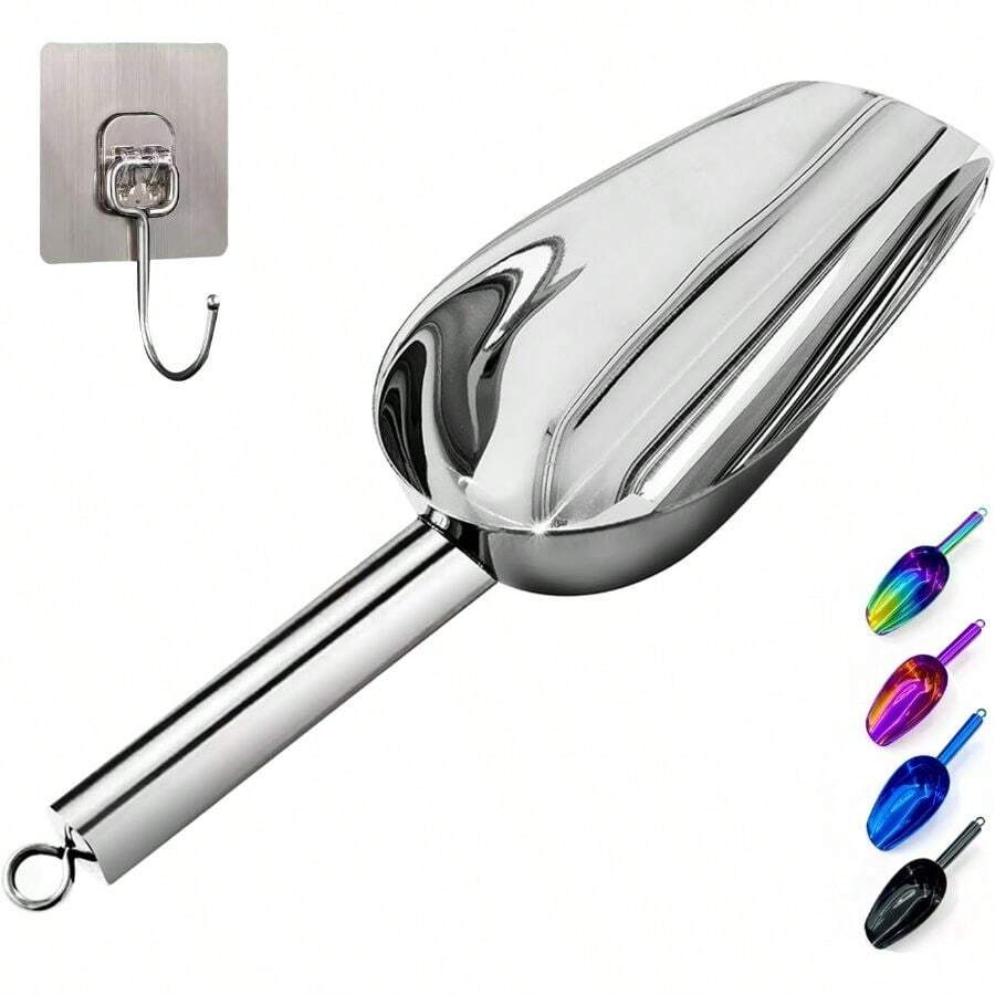 3oz Stainless Steel Scoop Freezer Kitchen Scooper Maker, Metal Scoop Kitchen Gadgets Cookie Flour Pet Dog Food Scoop - Silver + 3 OZ - View 1