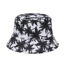 1pc New Brown Palm Tree Pattern Printed Reversible Bucket Hat, Suitable For Daily Casual, Beach Party And Outdoor Activities - A - View 5