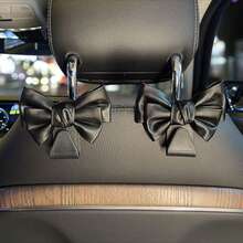 AD High-End Leather Bowknot Car Seat Back Hook, Multifunctional Vehicle Interior Storage Small Hanger - Black - View 8