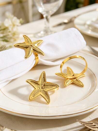 2-12개 지중해 스타일 불가사리 냅킨 링, 방 장식, 식탁 장식, 집 장식, 테마 파티에 적합