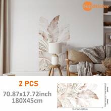 SUPSTICKER 70.87*17.72英寸 2片装 热带植物花卉图案壁纸，艺术清新风格，PVC材质，家居装饰贴纸，DIY，自粘，可移除，防水，适用于儿童房墙面、衣柜、抽屉、床头板、书架 - 彩色 - 查看 10