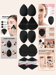5/10/20/30/40/50PCS Makeup Tools Set Including:10PCS Makeup Sponges For Liquid Makeup+10PCS Mini Makeup Sponges For Liquid Makeup+10PCS Triangle Powder Puffs For Loose Powder And Makeup Setting+10PCS Air Cushion Powder Puffs For Facial Makeup+10PCS Mini Air Cushion Powder Puffs For Facial Concealer Makeup - Black - View 17