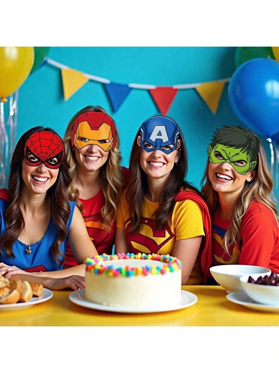 8 قطع مجموعة أقنعة Avengers لطيفة، أقنعة ورقية للأبطال الخارقين، ديكور حفلة، أقنعة ورقية، إكسسوارات عيد ميلاد/تصوير - متعدد الألوان - مشاهدة 1