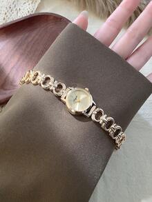 1pc New Elegant Casual Women's Watch, Retro Gold-Tone, European And Middle Eastern Style - Gold - View 2