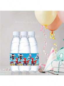 Marvel 10pcs Spider Man And His Friends Water Bottle Labels Cute Superhero Stickers Birthday/Daily Wear Accessories - Multicolor - View 3
