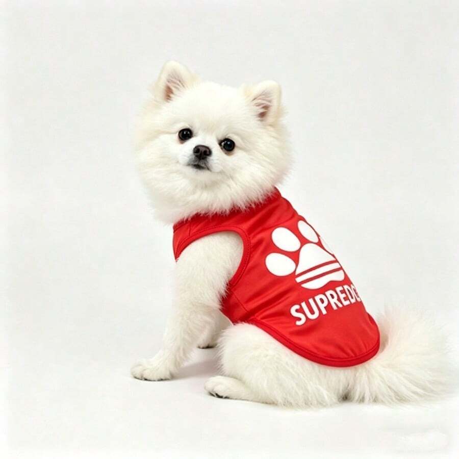 时尚酷炫狗狗爪印背心,透气轻便无袖宠物服装,高弹柔软幼犬服饰,适合中小型犬猫,夏季日常外出、散步、旅行、摄影道具,宠物爱好者礼物 - 薄荷藍 - 查看 1