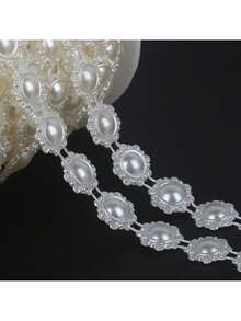 Cadena de perlas falsas de ABS con adorno de cuentas para manualidades, decoración de ropa y DIY - G-beige - Ver 11