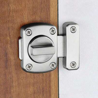 Home Security Door Lock, Brushed Silver Zinc Alloy Rotate Bolt Latch, Gate Latches Door Slide Lock, Twist Rotating Barrel Lock For Gardens, Bathrooms, Outdoors, Garages, Door And Windows