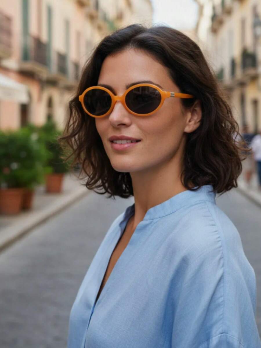 Women's Oval Retro Sunglasses  Bloggers Summer - 橘色 - 查看 1