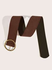 1pc Boho Brown Suede Wide Waist Belt, Vintage Bronze Buckle Adjustable Waist Belt For Women, Suitable For Dresses, Pants, Suits, Ideal For Holidays, Parties And Occasions - Brown - View 6