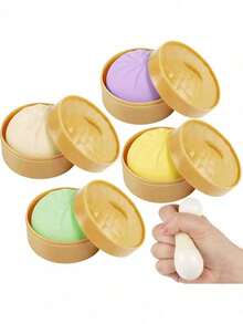 One Everyday Stress-Relieving Toy, A Colorful Dumpling-Shaped Squishy Ball, A Sensory Stress-Relieving Toy, A Squishy Dough Ball Hand Toy, A Bouncy Tabletop Toy With A Steamer, Suitable As A Game And Party Favor. - 彩色 - 查看 7