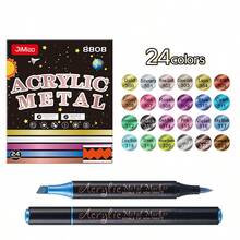 12/24色双头丙烯马克笔套装，速干不褪色，适用于绘画、插画、工艺品制作、学校用品、涂色书及其他DIY项目，可在纸张、布料、木材、石头、塑料、玻璃、陶瓷、南瓜、金属等多种材质上创作，是复活节、感恩节、万圣节、圣诞节的绝佳礼物。 - 彩色 - 查看 2