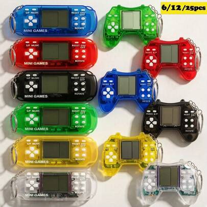 (6/12/25pcs)Video Game Party Favors, Video Game Keychain, Birthday Gaming Party Gifts, Mini Game Console For Kids Classroom Prizes, Goodies Bags Stuffer, Backpack Decorations
