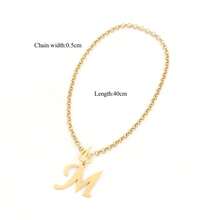 1 buah Kalung Rantai Liontin Huruf Stainless Steel Modis dengan Gesper Berbentuk Hati untuk Wanita, Cocok untuk Pesta - Yellow Gold - View 2