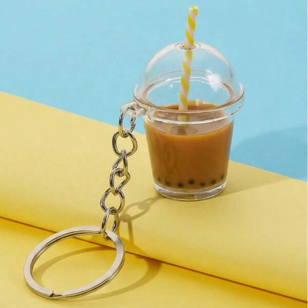 1pc 2026 Joivida Handmade Pearl Milk Tea/Coffee Cup Keychain/Bag Charm, Suitable For Bubble Tea Lovers, Can Be Used For Car Keys, Backpacks, Gifts, Daily Use Or Special Occasions, Casual Car Decor, Cute Gothic Y2K Style For Students