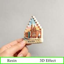Old Town Hall & Dwarf Statue 3D Resin Fridge Magnet, Colorful Market Square Canal View, Polish Travel Souvenir, Home Decor Magnetic Sticker​ - 1PC - View 7