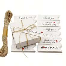 100TAG+20M String 7X2/4X2 Cm White Kraft Paper Handmade Hang Card - 7X2/4X2 cm White Kraft Paper Handmade Hang Card - View 3